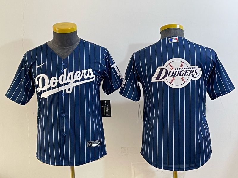 Youth 2026 Los Angeles Dodgers Blank Drak Blue Stripe Game Nike MLB Jersey style 0011->youth mlb jersey->Youth Jersey